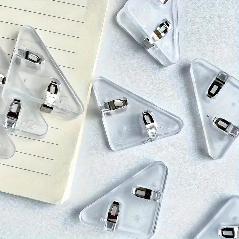 22개 클리어 삼각형 클립 세트 |   직각 플라스틱 파일 홀더, 사무실 및 가정용 루즈리프 바인더 문서 정리함