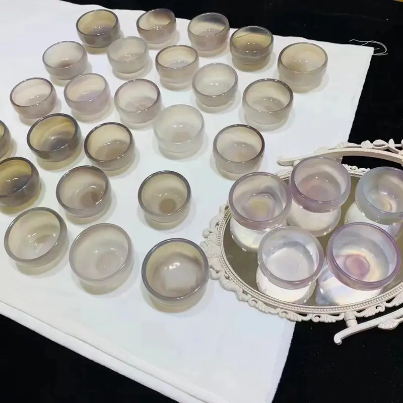 Wholesale Brazil Agate Imperial Purple Teacup Ice-like Chalcedony Tea Bowl Kung Fu Tea Set Master Cup Live Stream Supply