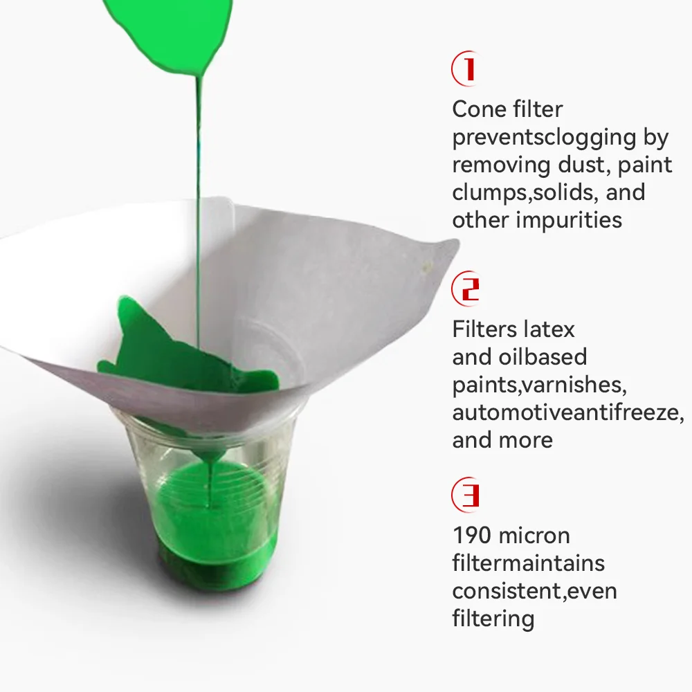 10-100 ชิ้นสีรถสเปรย์ตาข่ายกระดาษกรอง Purifying Straining ช่องทางทิ้งกรองสี Conical ไมครอนช่องทางกระดาษเครื่องมือ