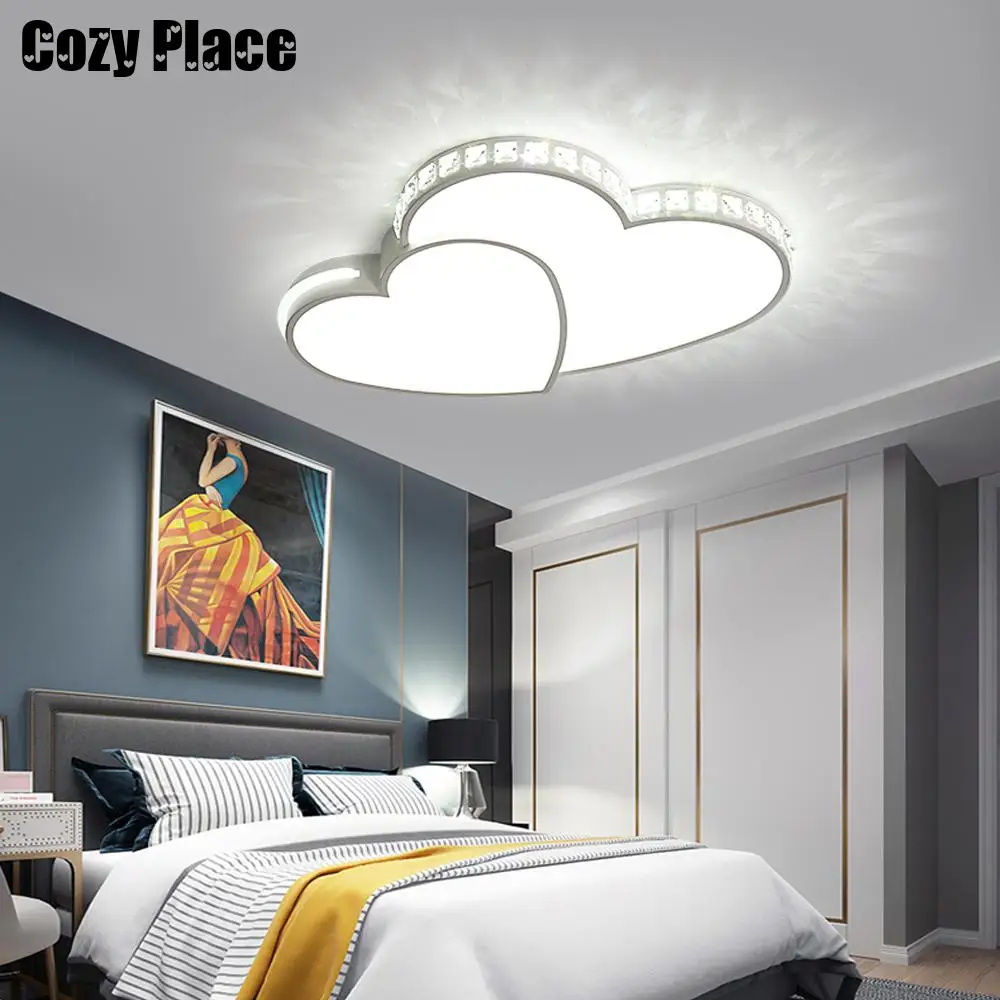 Heart-shaped Ceiling Light Creative LED Lighting Fixture for Children\'s Room Crystal Home Decor Chandelier Cartoon Ceiling Lamp