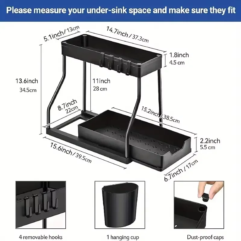 2 layer Pull-out Finishing Seasoning Household Kitchen Rack Bathroom Sink Layered Sundries Storage Rack Under Sink Organizer image 6