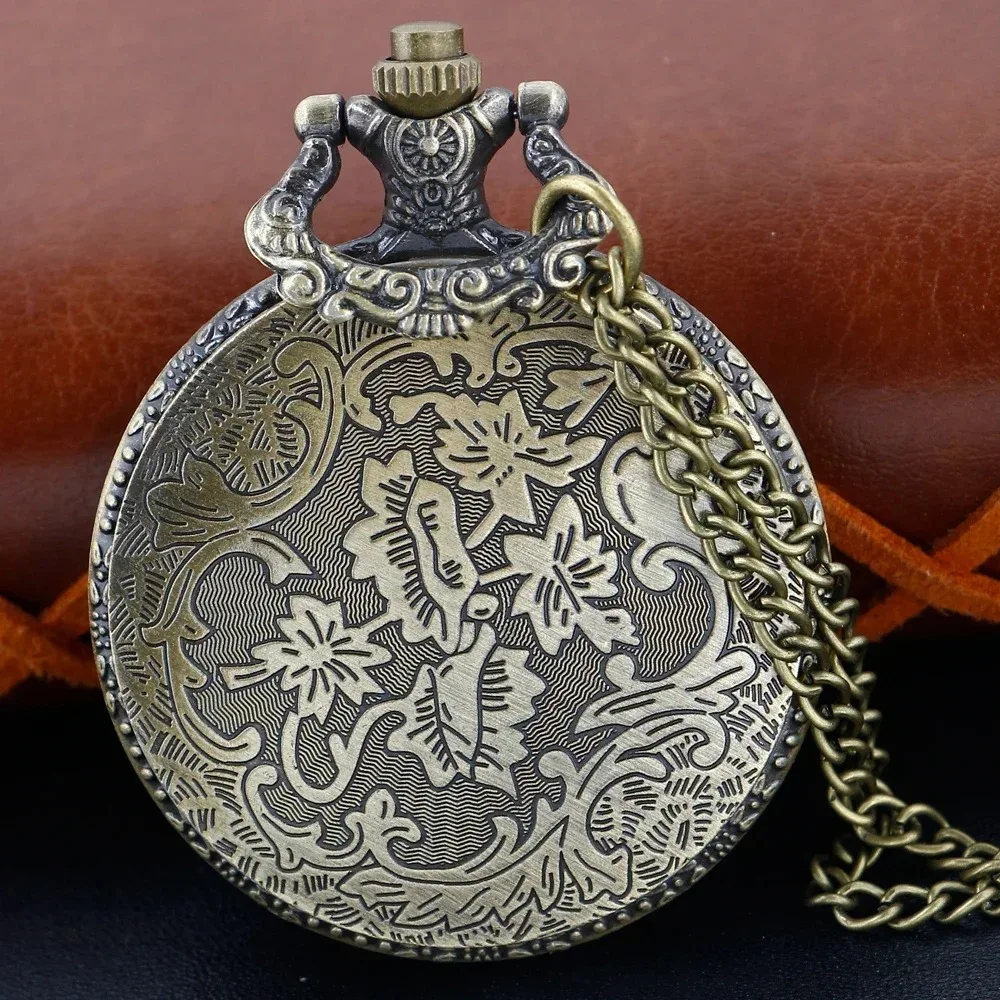 빈티지 아트 말 패턴 청동 석영 주머니 시계 펜던트 시계 체인 절묘한 매력 선물 남성 여성 수집가에게 이상적