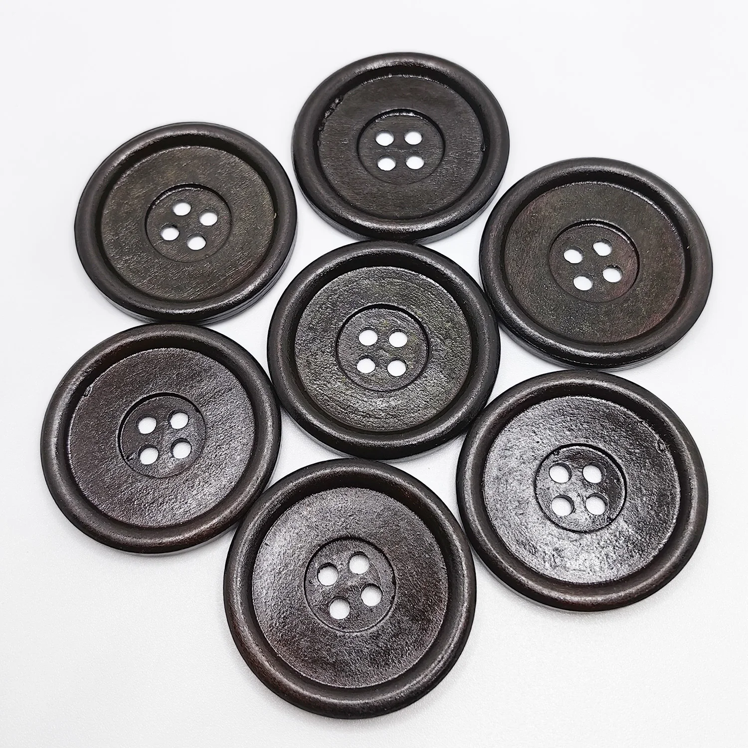 

10PCS 40mm Huge Dark Color 4 Hole Wood Buttons For Clothing Sewing Accessories Crafts DIY Scrapbooking Home Decoration Supplies