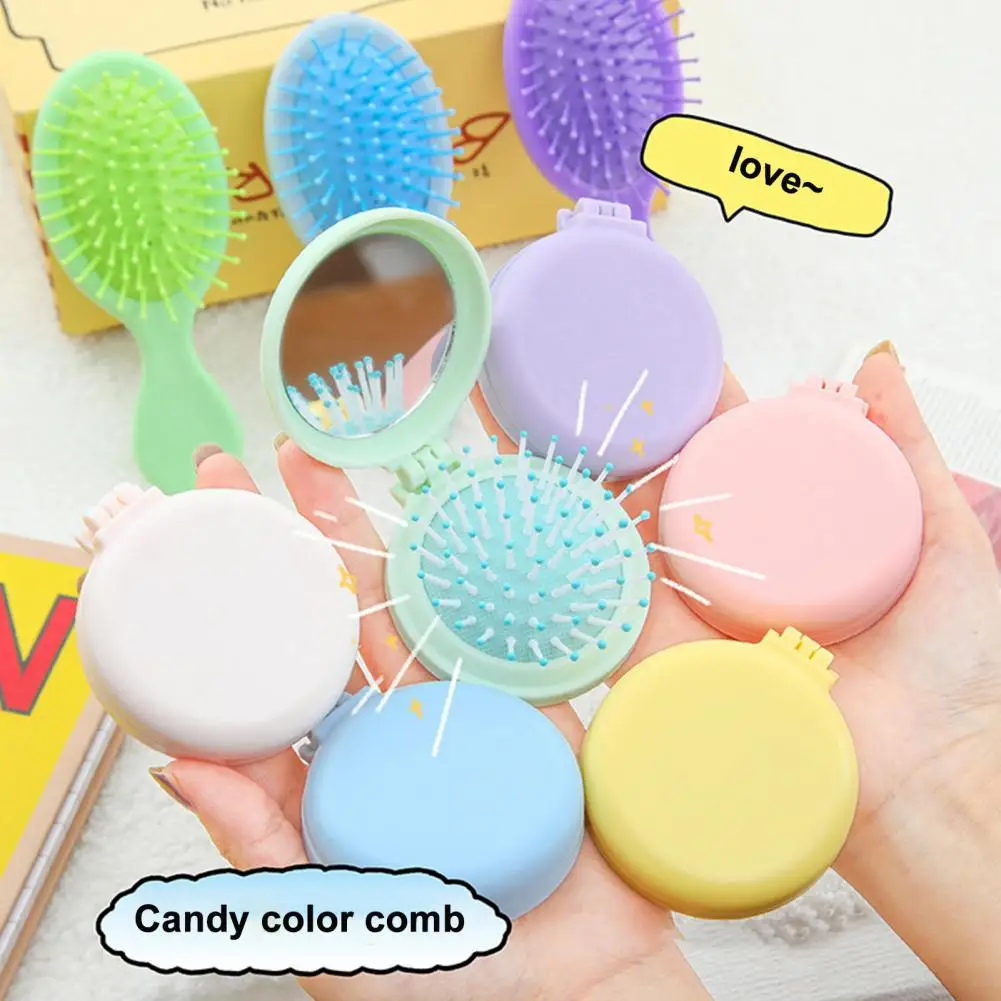 Air Cushion Mirror Comb Candy Color Hair Massage Air Cushion Comb Mirror Set Anti Static Salon Hairdressing Bristle Hair Brush