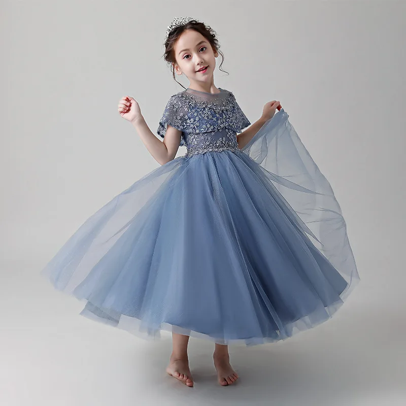 2026 Children's Dress Puffy Girl Princess Dress Party Night Long Embroidered Evening Clothes Holiday Prom Girls Dress For Eid