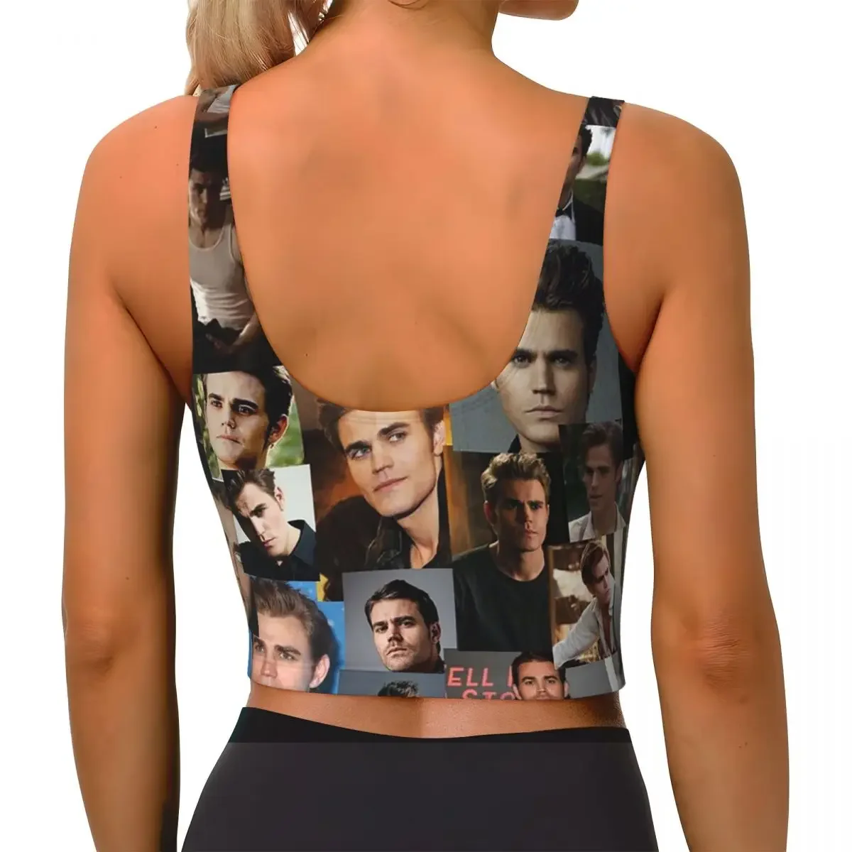 Custom Paul Wesley Women Sports Bra High Impact Vest Gym Workout Yoga Crop Tank Top