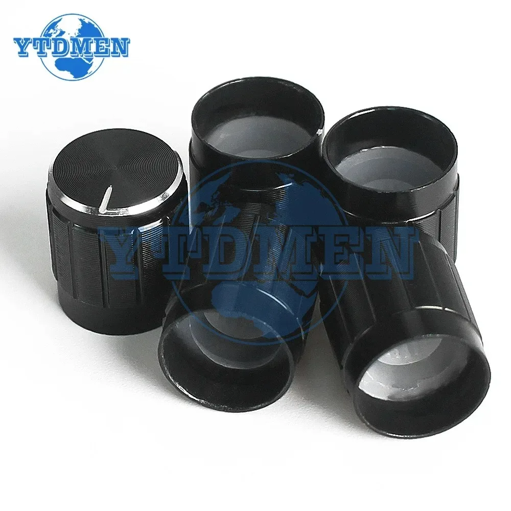 10-50 Uds. Perillas de potenciómetro de 6mm tapas perilla de Control de potenciómetros de eje moleteado diámetro negro 15mm x 17mm perilla de