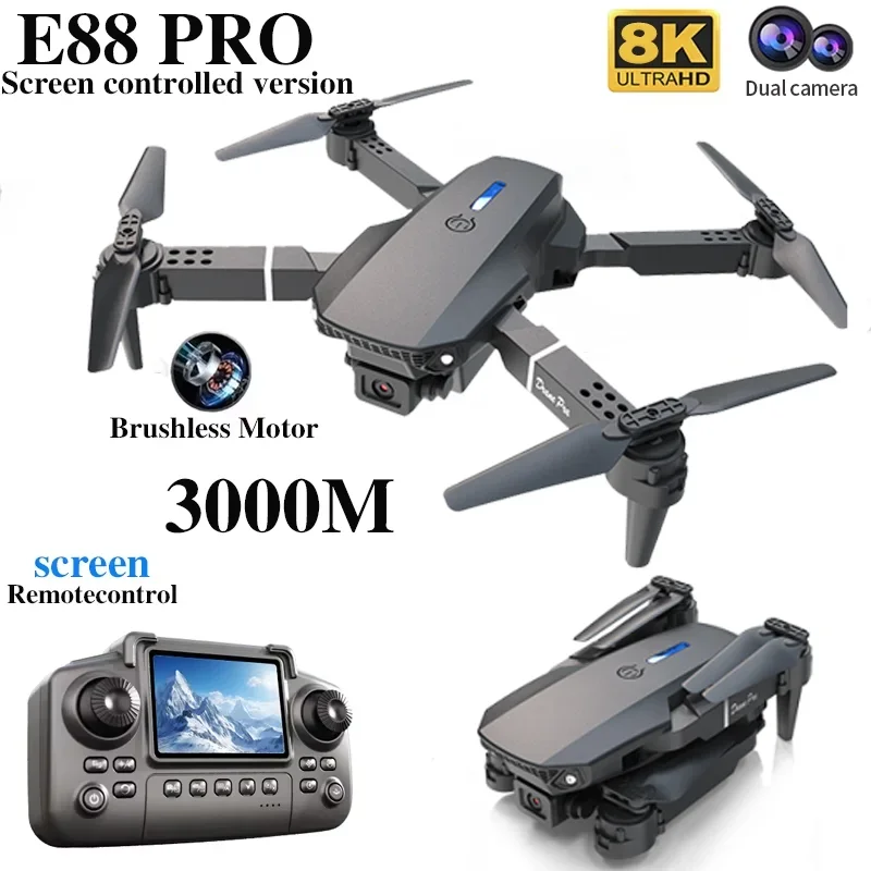 Professionelle E88 PRO Drohne mit Bildschirm 8K HD Kamera WiFi FPV faltbar RC Quadcopter Hubschrauber Spielzeug für Kinder Erwachsene Outdoor Geschenke