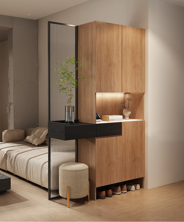 

Solid wood foyer cabinet, integrated living room partition, screen cabinet, household modern minimalist storage cabinet