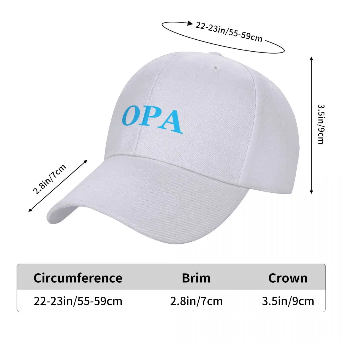 OPA Baseball Cap para homens e mulheres, Beach Outing, Golf Hat, Sunscreen Hat