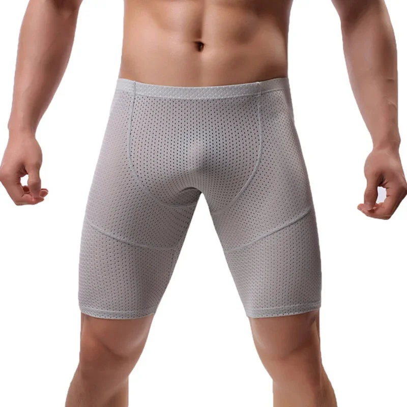 Low Waist Mens Long Boxers Male Underwear Shorts Mesh Breathable Men Underwear Boxershorts Long Leg Trunks Sexy Short Leggings image 5