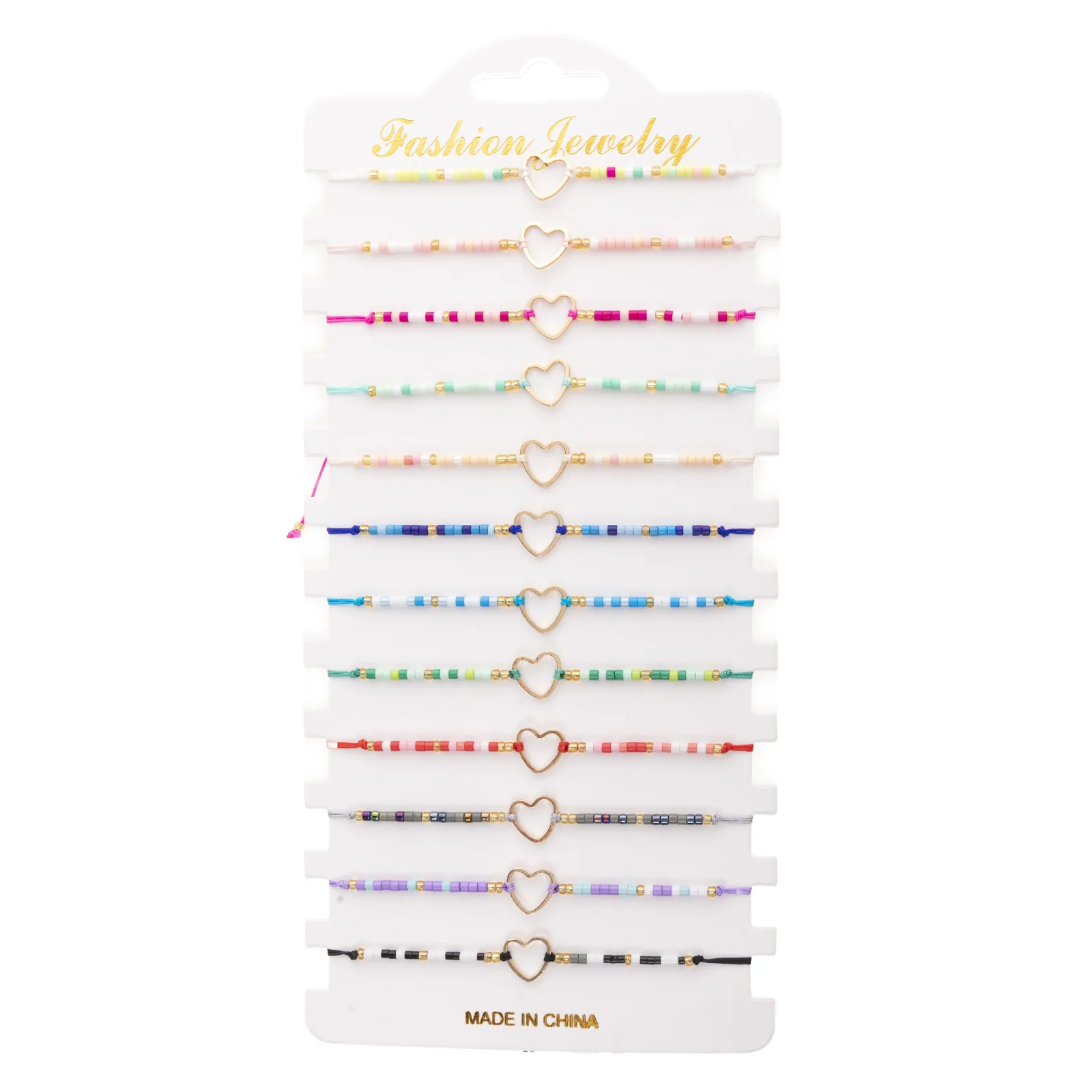 12 قطعة/المجموعة اليدوية قابل للتعديل كريستال البذور الخرز اليد مجوهرات الجوف القلب سحر سوار كيت للنساء والفتيات #3