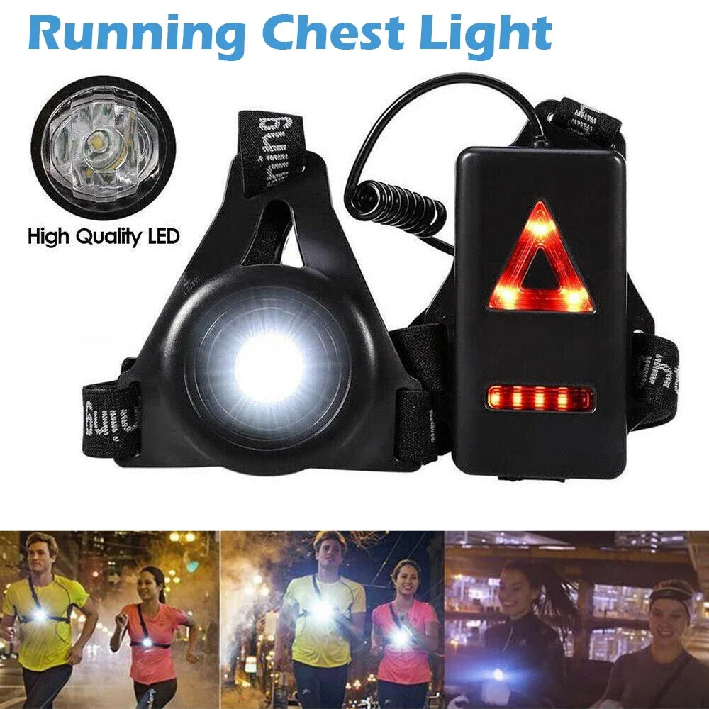 Esporte ao ar livre Luzes Running, Jogging Chest Lâmpada LED, USB Charge, Lanterna noturna, Tocha de segurança ciclismo, luz de advertência