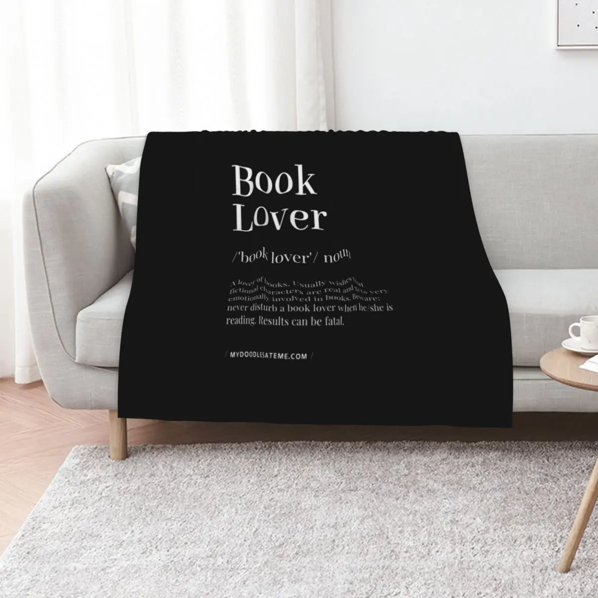 

Book Lover Definition - Noun - Readers Dictionary (Black) Throw Blanket Picnic Cute Luxury Brand Blankets