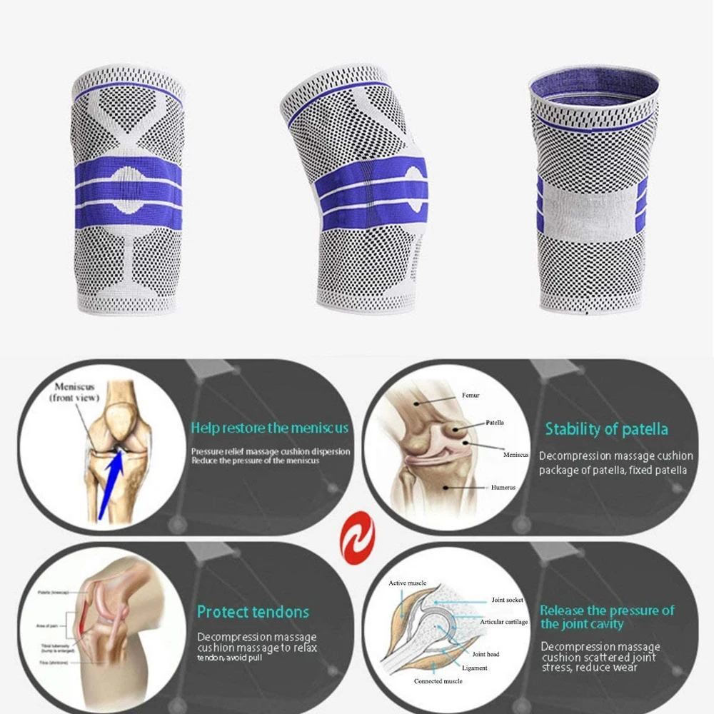 Sports Knee Compression Support Sleeves Knee Brace Pads for Cycling,Running,Basketball,Meniscus Tear,Arthritis,Joint Pain Relief