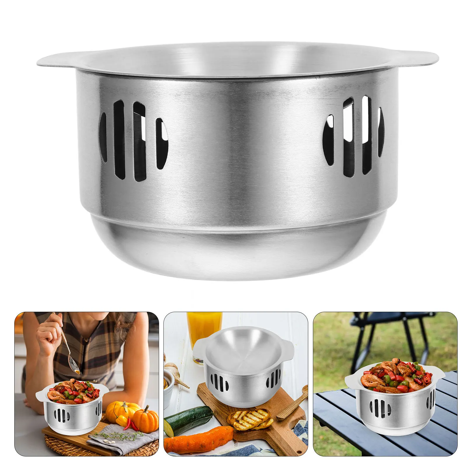 

1Set Cooking Pot Stove Stainless Steel Vintage Pan Household Kitchen Food Pot Non Stick Easy Clean Camping Stockpot