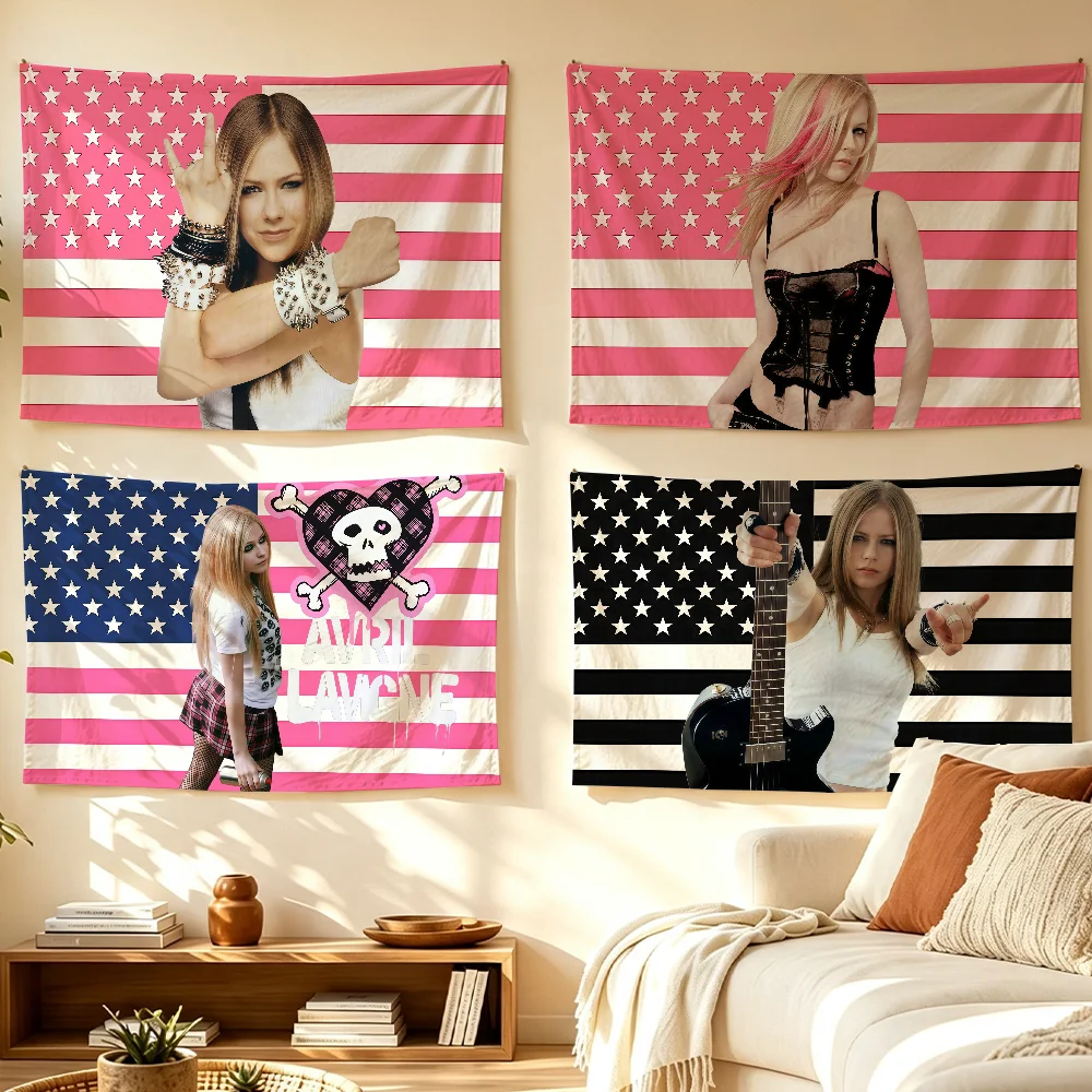 Singer Avril Lavigne American flag Room Decoration Wall Tapestry Hanging Aesthetic Bedrooms Advertising Banner
