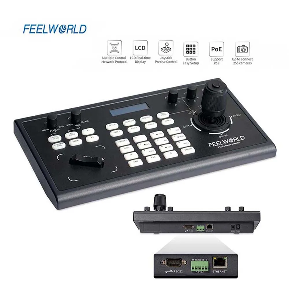 

Контроллер PTZ-камеры FEELWORLD KBC10 с джойстиком и управлением на клавиатуре, ЖК-экран PoE, поддержка прямой трансляции церкви