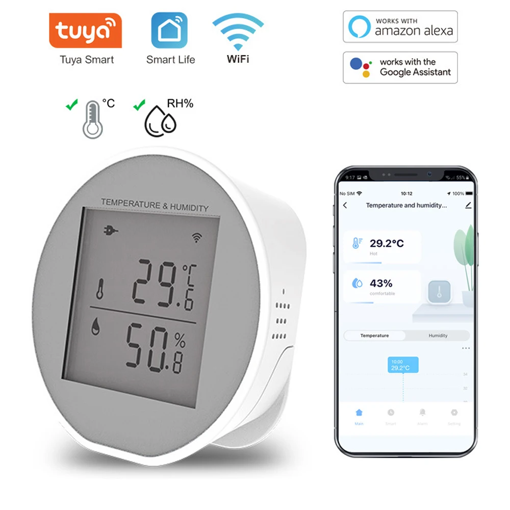 Tuya Zigbee Temperature Humidity Sensor LCD Screen Indoor Hygrometer Thermometer Detector Automatic Alarm Smart Life App Control