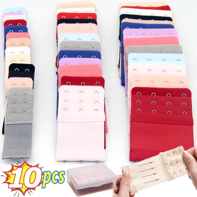 1-10pcs Ladies Nylon Extenders Buckle Extension Women 3 Row 2 Hooks Bra Strap Extender Sewing Tool Hook Intimates Accessories