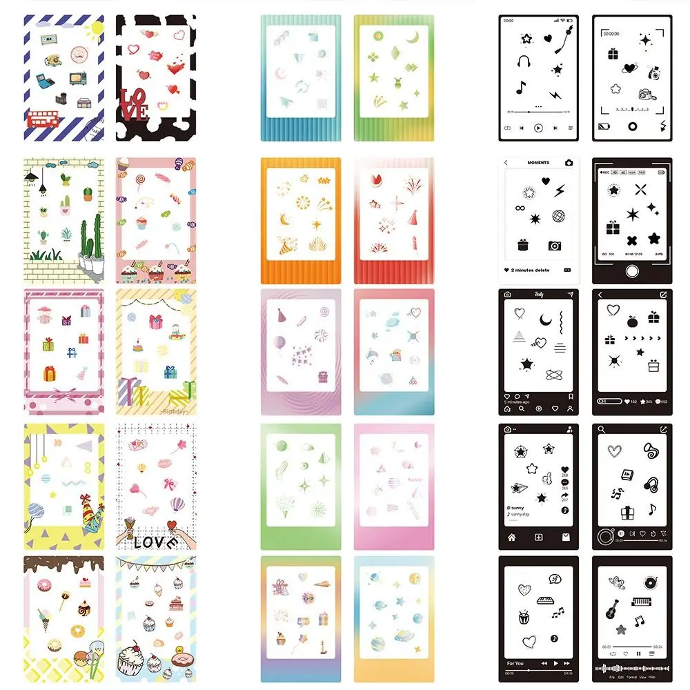 10pcs/set Instant Camera 3-inch Photo Frame Sticker PET DIY Decorative Decals Creative Colorful for Fujifilm