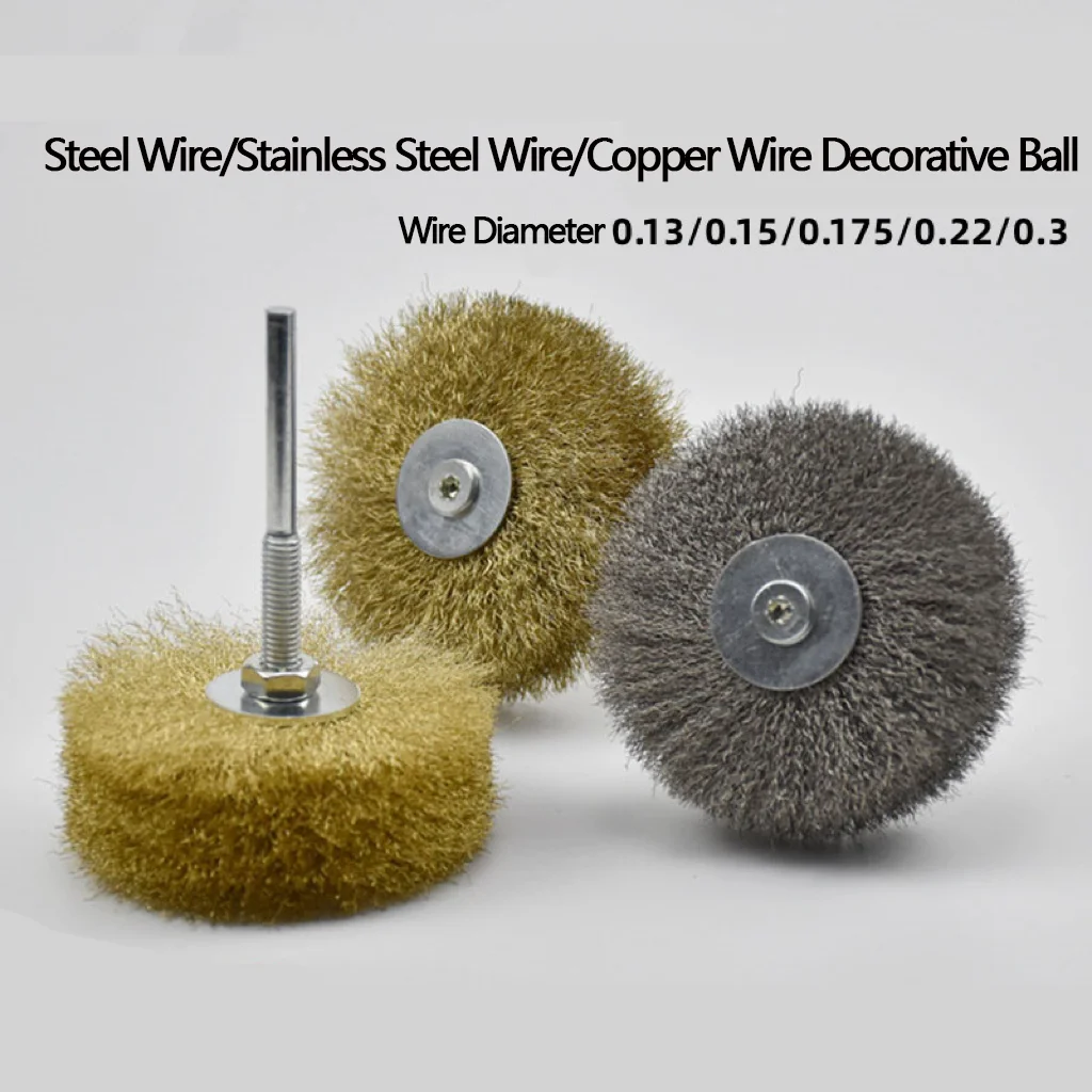 

Steel Wire Brush Brass Plated Wheels Brushes with Rod Polish Drill Rotary Tools Metal Rust Removal Polishing Brush Accessories