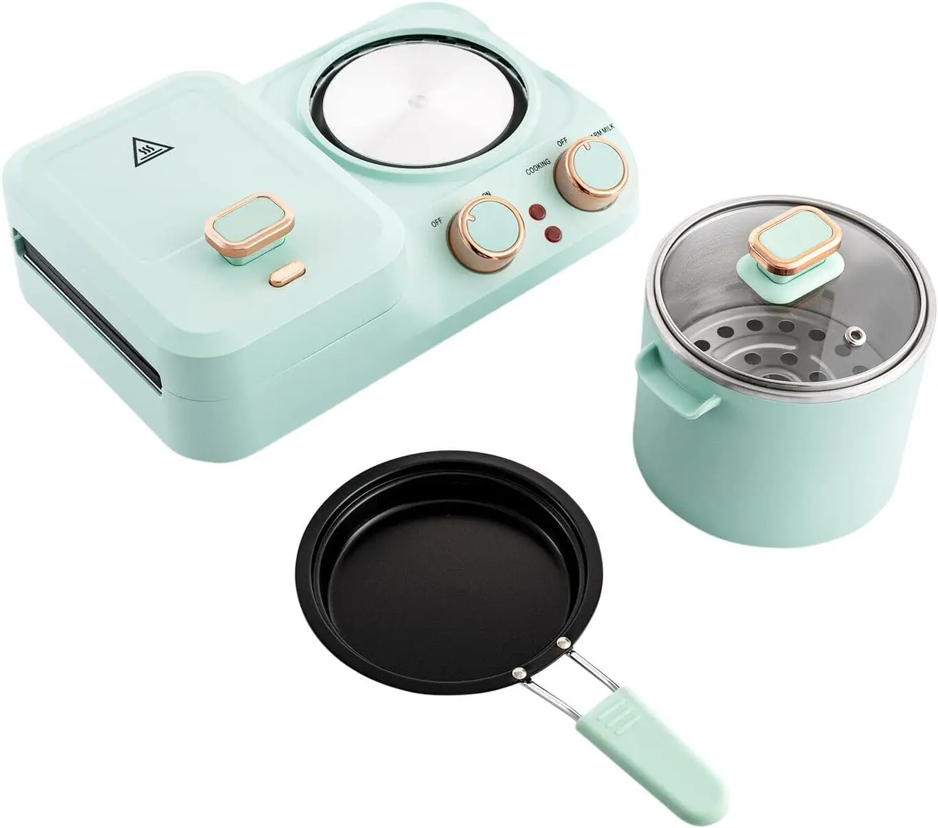 محطة الإفطار 3 في 1، محمصة كهربائية صغيرة غير لاصقة، ماكينة صنع الساندوتشات، ماكينة صنع الإفطار مع مقلاة Bo