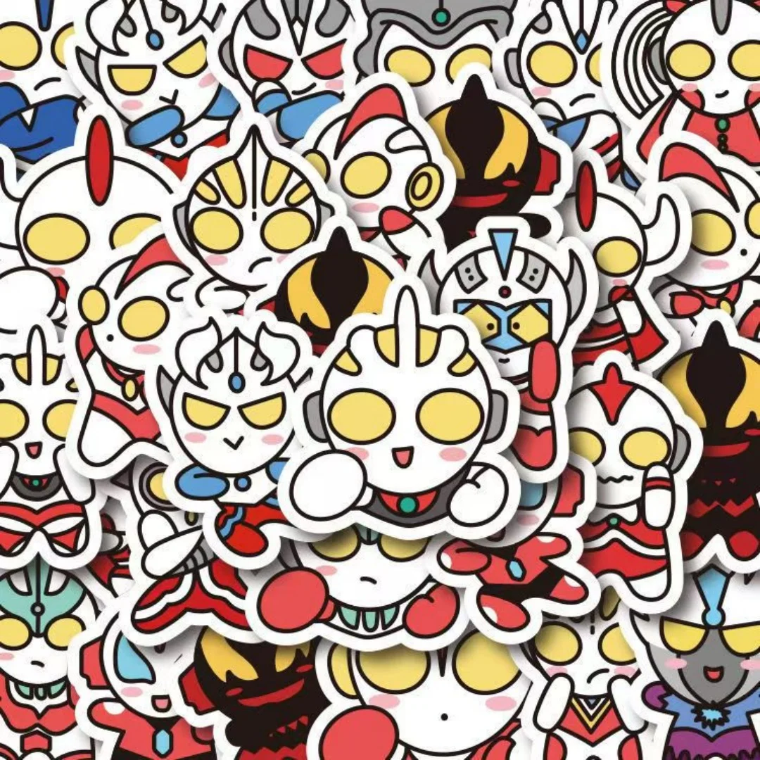 100 قطعة من ملصقات Beast Kingdom Ultraman الكرتونية اللطيفة المقاومة للماء على الجليد وملصقات منزلية من الفينيل القديم