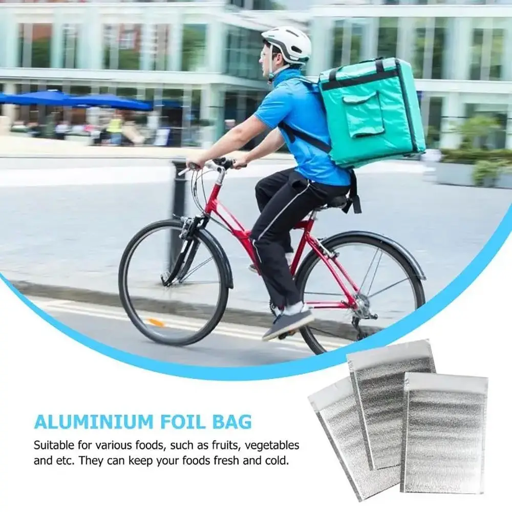 50 Stück/Packung, wärmeisolierende Aluminiumfolienbeutel für Lebensmittel und Getränke, mit Verschluss, geeignet als Transport- und Kühlbeutel. – Detail 5