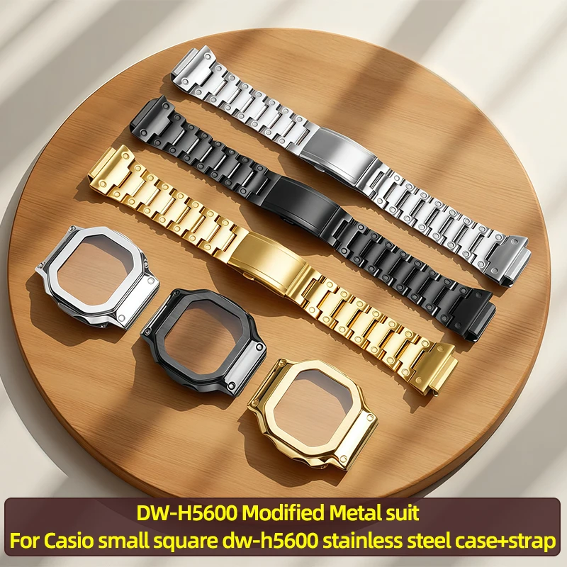 

DW-H5600 Modified metal bezel watchband For Casio small square dw-h5600mb Metal suit men case stainless steel watch strap Tools