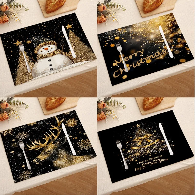 4pcs Christmas Placemats - 30x45cm Xmas Trees Place Mats for Winter Dining Table - Kitchen Accessories for Party Decoration