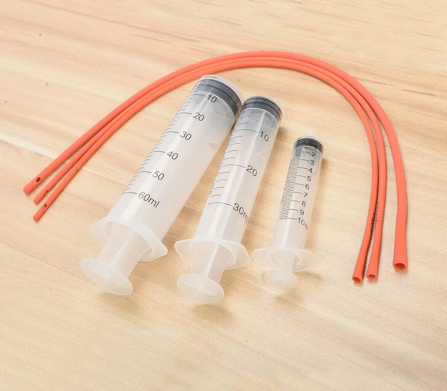 Tierfütterungsset - 3-teiliger roter Gummifütterungsschlauch (8 Fr, 10 Fr, 14 Fr) mit 3-teiliger 10/30/60 ml Spritze – Detail 7