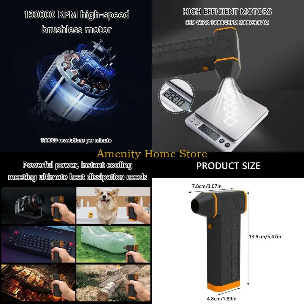 

F26C Rechargeable 130000RPM Brushless Motor Air Blower Jet Fan Handheld Dust Blower Speed Adjustment For Industrial Use
