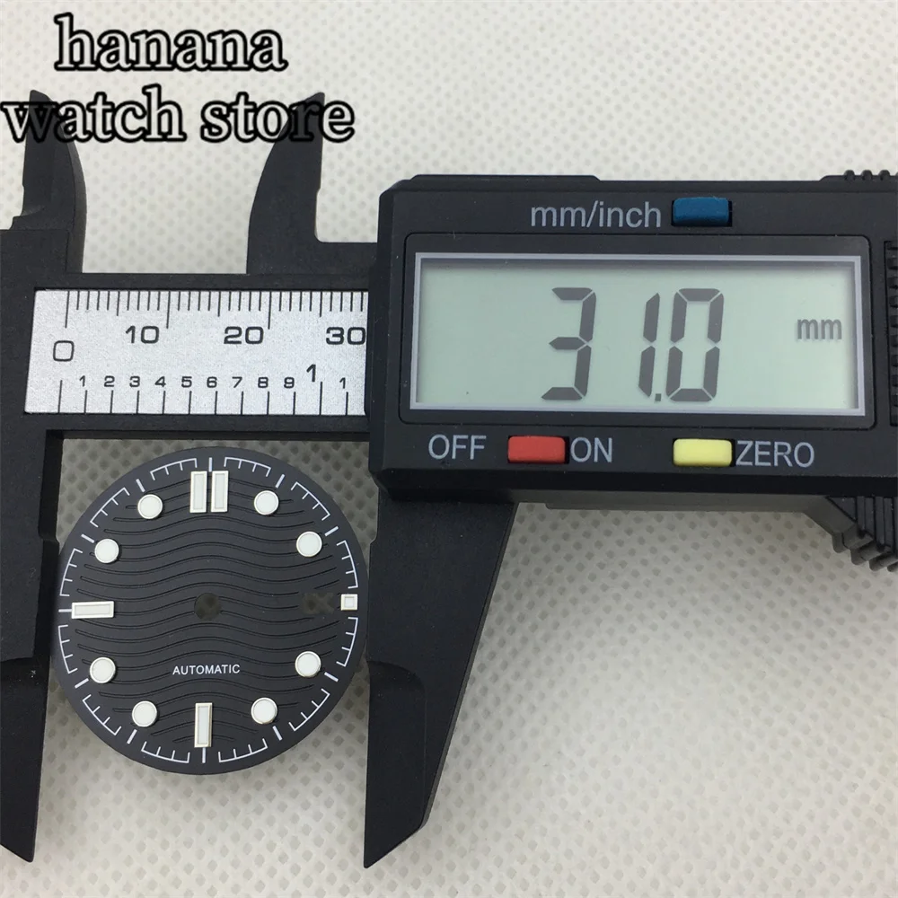 Mostrador luminoso bliger para movimento, 31mm, preto, branco, azul, cinza, verde, nh35, nh36