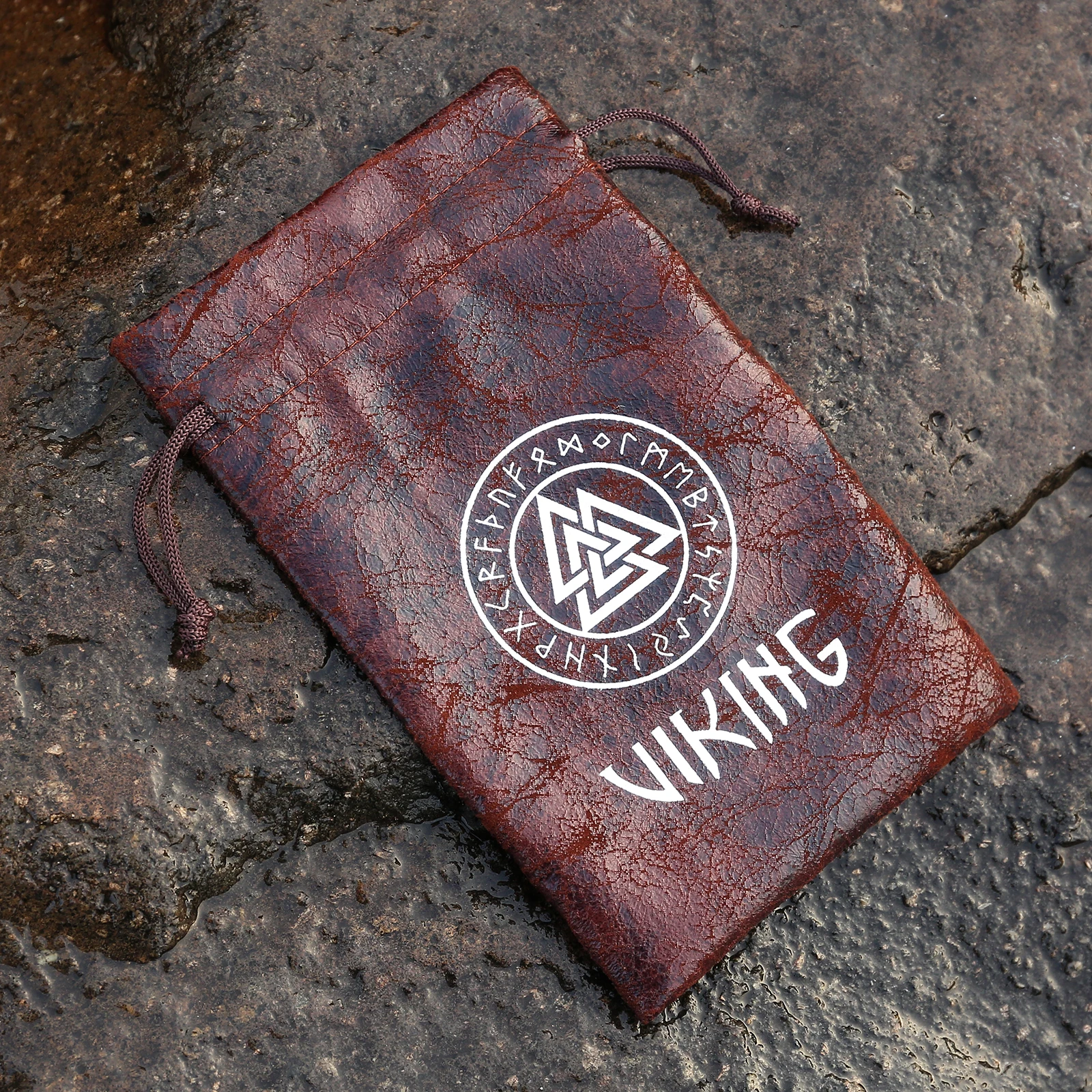 Desain Nordic Rune Valknut jimat Viking perhiasan hadiah tas kantong