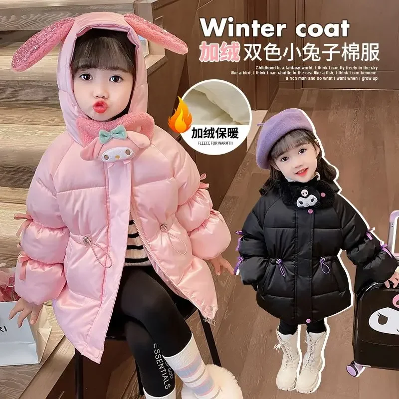 

Girly Heart Kawaii Anime Kuromi MINISO Thick Padded Coat Winter Cute My Melody Cartoon Warm Jacket Clothing Gifts for Girls