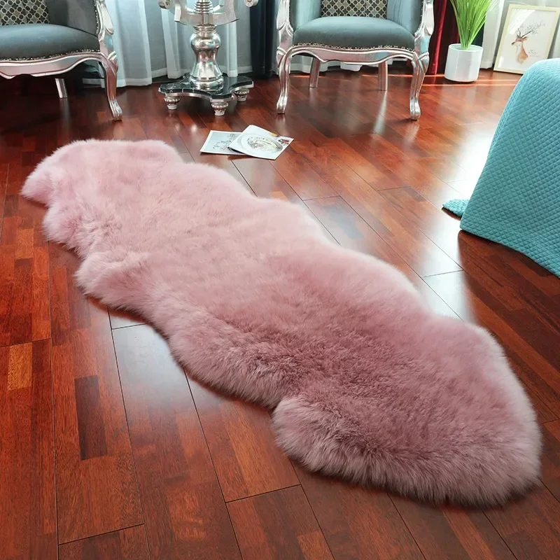 Imitation Sheepskin Carpet for Living Room Fluffy Plush Sofa Cushion Luxurious Fur Faux Rugs Kids Bedroom Bedside Foot Mat White