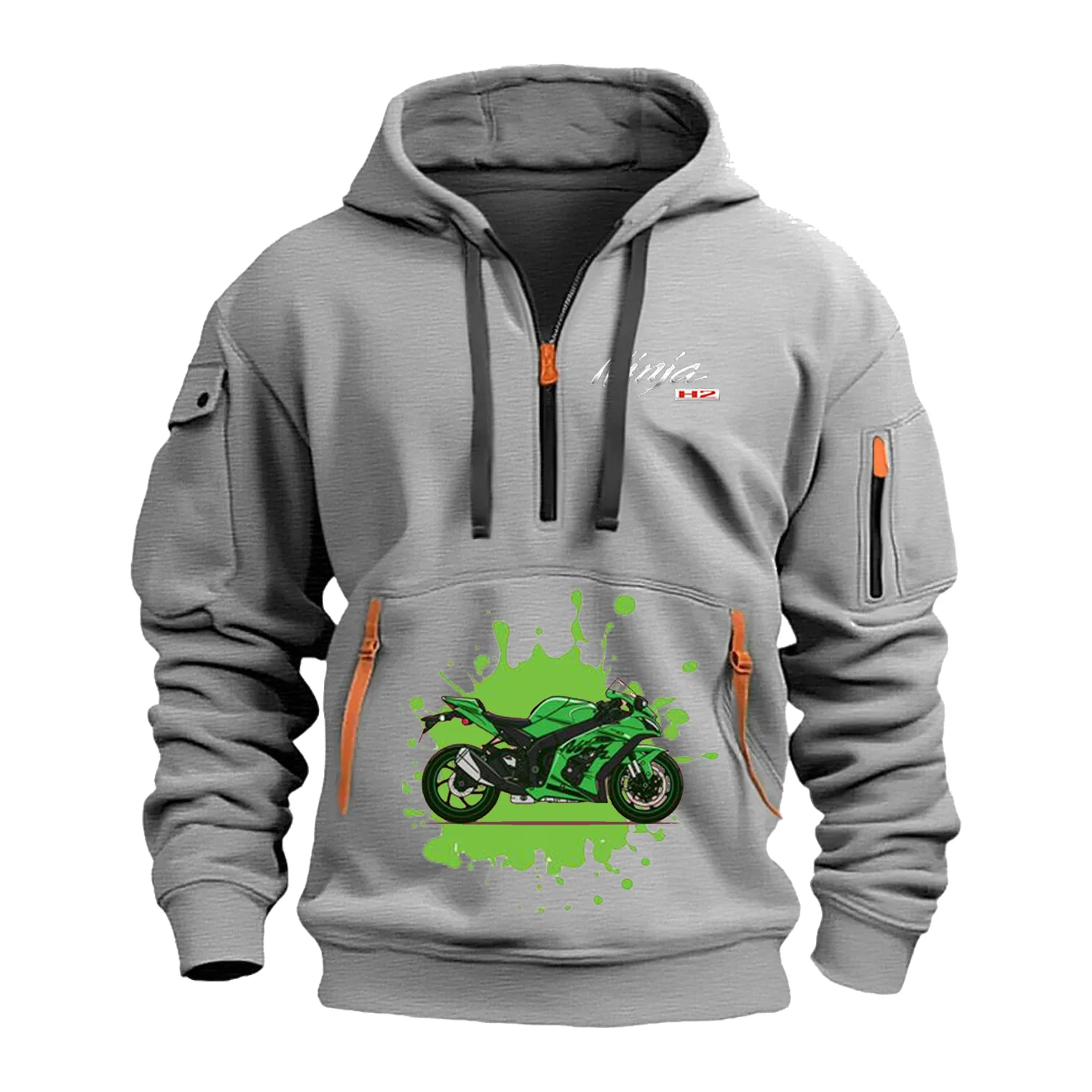 Kawasaki Oversized Hoodie Motorcycle Uniform Hooded Zip-up High-quality Sweatshirt Mens Clothing Street Racing Suit Unisex Men's