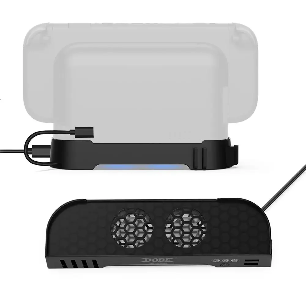 Ventilador de refrigeración para Switch 2, Base de disipador de calor de estación de acoplamiento con expansión USB/NGC, iluminación RGB, ventilador doble para montaje en pared Switch 2