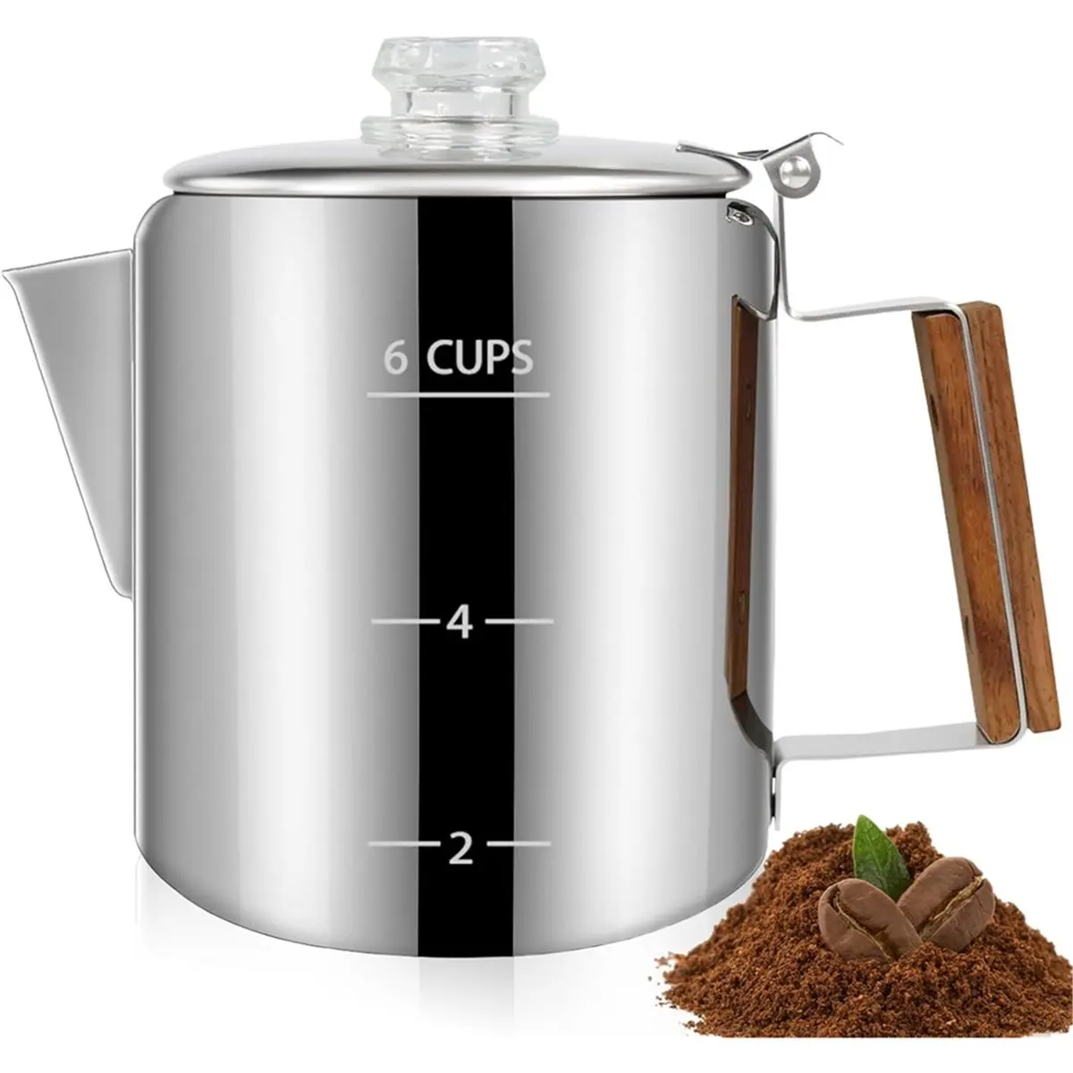 6カップパーコレーター 304ステンレス鋼コーヒーポット コーヒーメーカー ハンドル付き ストーブトップモカ 家庭用およびキャンプ用 1000ml
