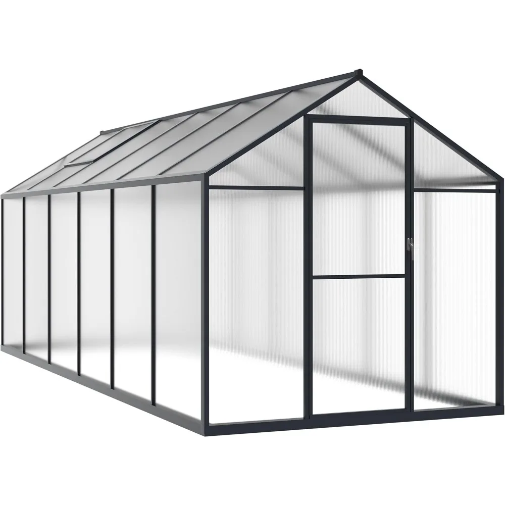 Greenhouses ，6 X 12 FT Outdoor Greenhouse, Polycarbonate Greenhouse With Aluminum Frame, Lockable Door And Ajustable Roo