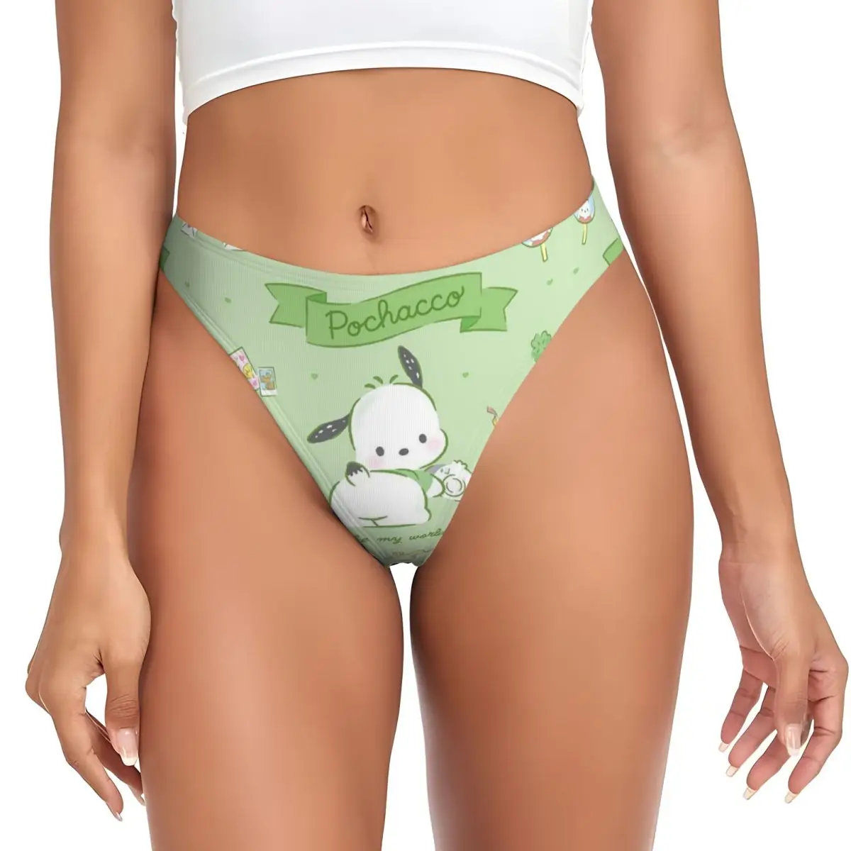 Custom celana dalam wanita, Pochacco Kawaii kartun G-string Thong perempuan nyaman