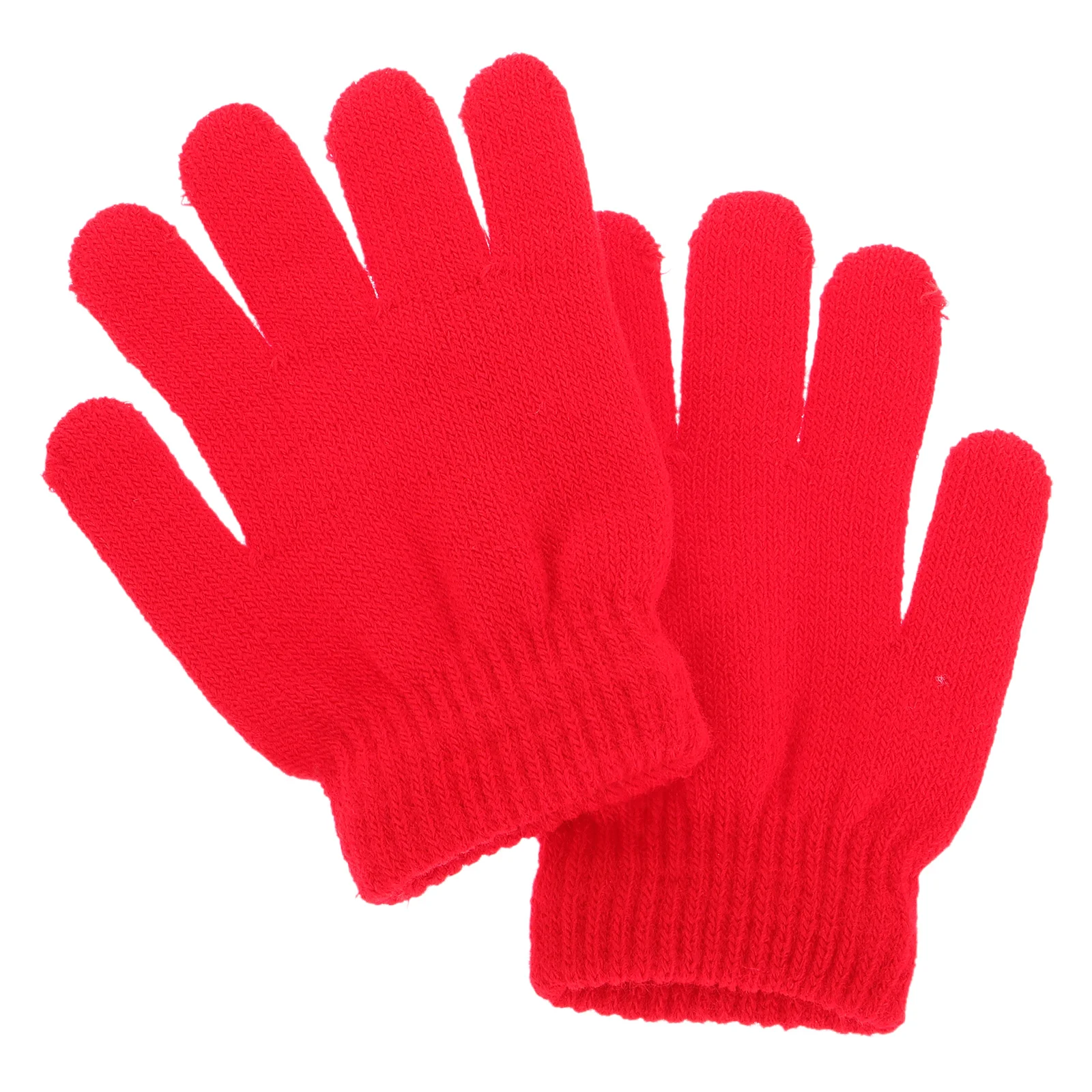 

Full Finger Knitted Kids Gloves Lightweight Soft Warm Five Finger Stretchy Handmade Fits Boy Girl