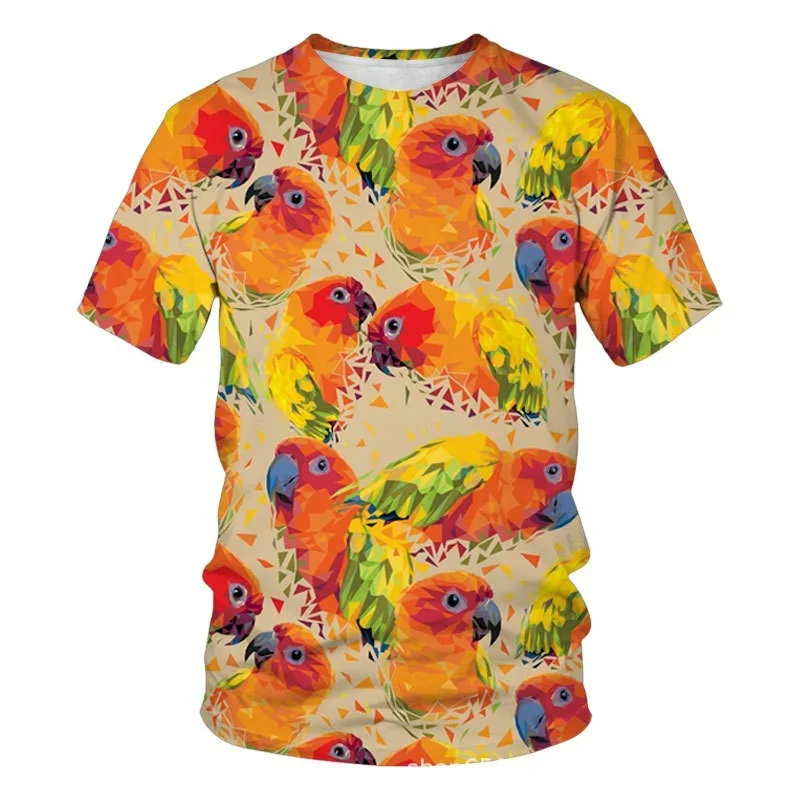 Parrot Bird Pattern T-Shirt For Men Animal 3D Printed T Shirts Fashion Round Neck Harajuku Casual Short Sleeve Loose Tees Tops