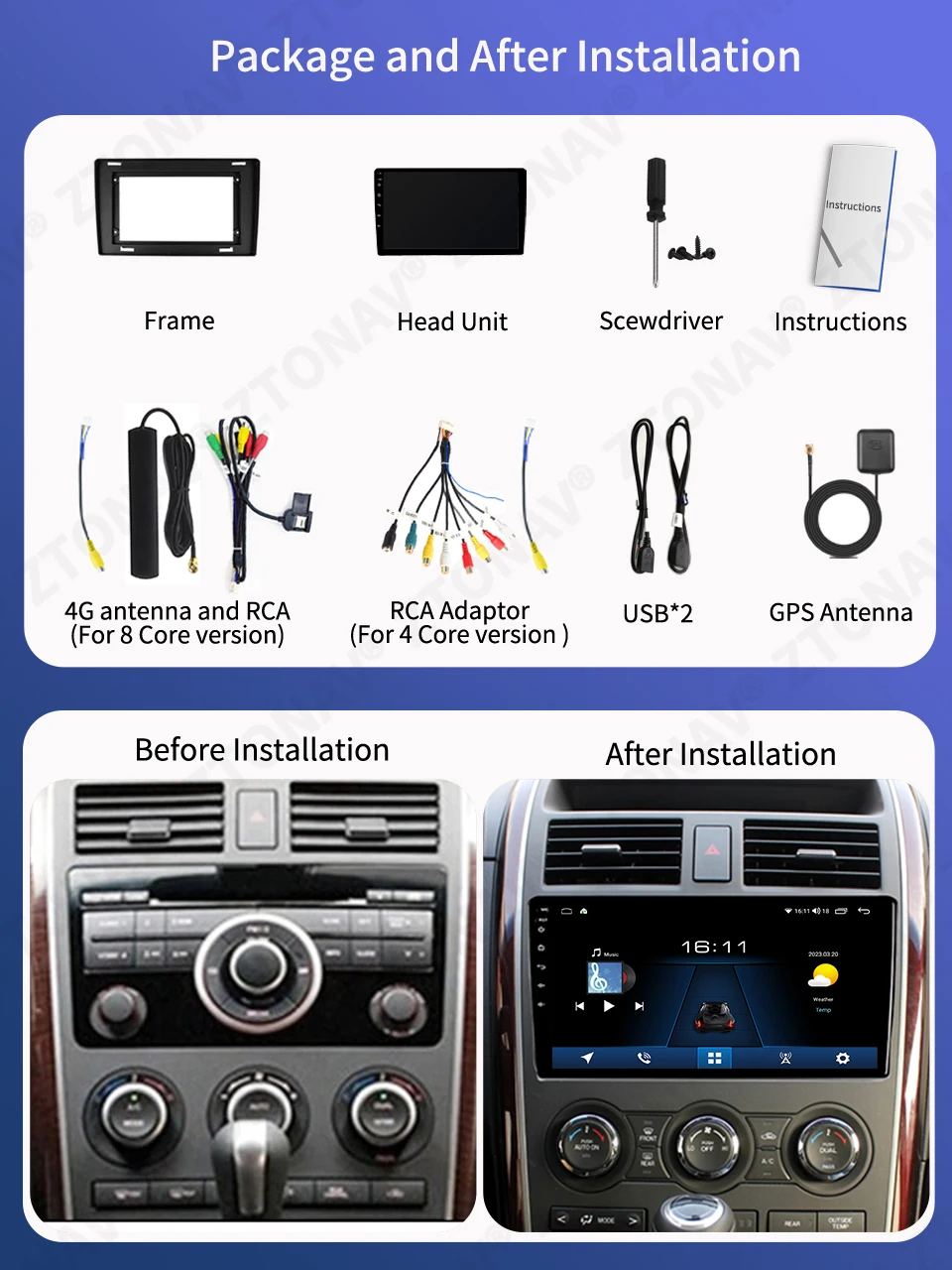 Car Radio Stereo For Mazda CX-9 TB 2006 - 2016 Android Screen Car Media Video Player Headunit Carplay Auto Support 360 Camera