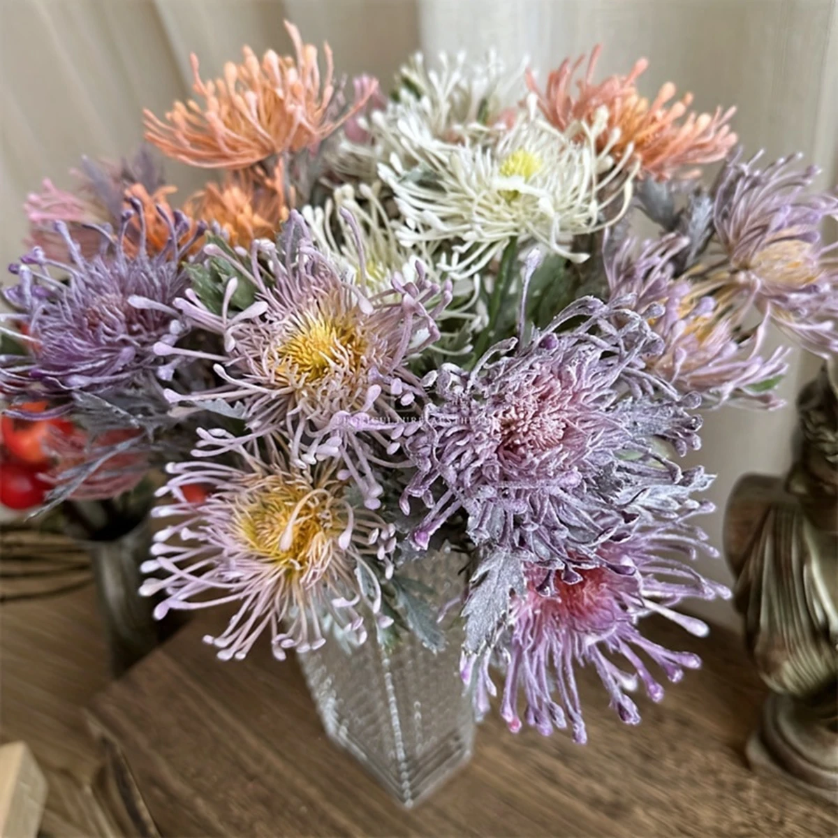 1/5 Stück künstliche Blumen, kurzer Zweig, Krabbenklaue, 2 Gabel, Nadelkissen, Weihnachtsgirlande, Vase, Zuhause, Hochzeitsdekoration, gefälschte Pflanze, DIY