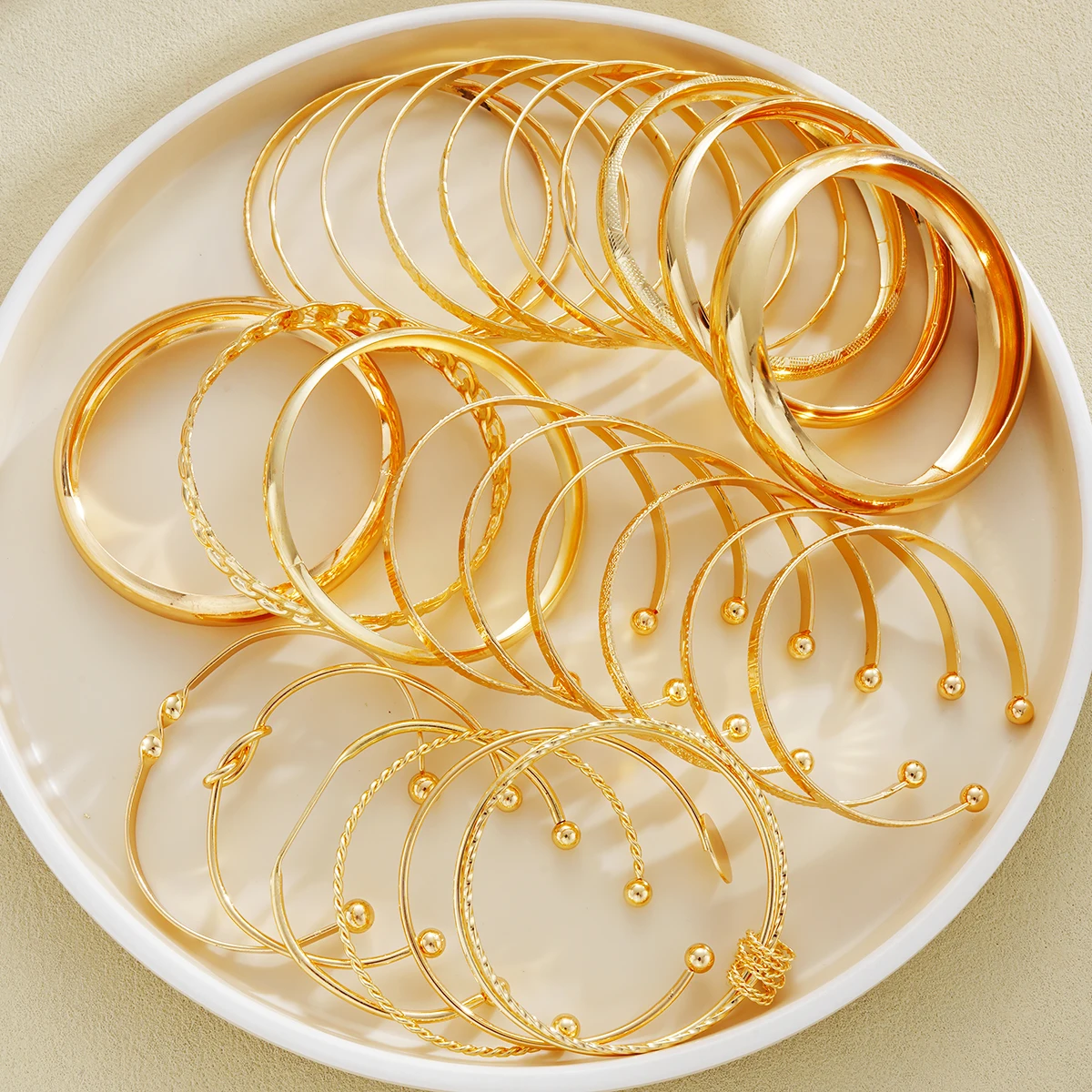 أزياء الذهب اللون الحد الأدنى هندسية السلس الإسورة مجموعة أنيقة الرجعية تصميم أساور معدنية للنساء عطلة حزب مجوهرات #5