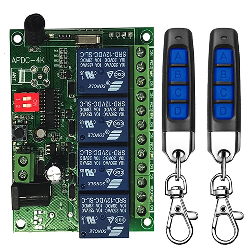 Inteligentny wiele DC 12V 24V 10A 433MHz 4CH 4 kanałowy bezprzewodowy przekaźnik RF pilot zdalnego sterowania odbiornik z przełącznikiem + nadajnik