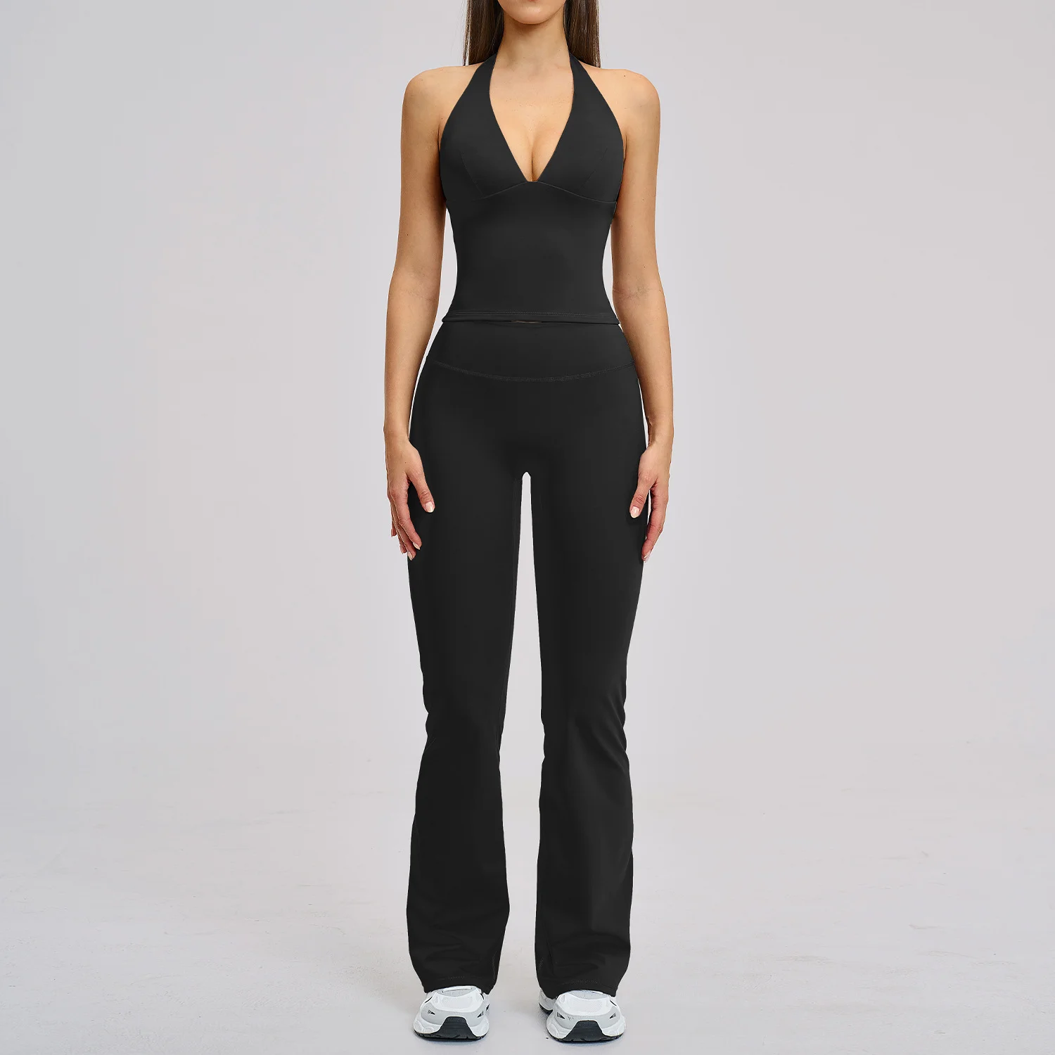 2 Piece Yoga Set Slim Fit Beauty Back Sports Bra Gym Sports Running Fitness Set High Waist Flares Leggings Women's Tracksuits image 3