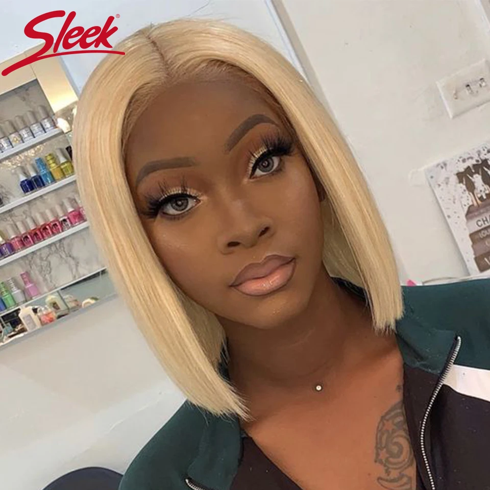 

Sleek 100% Real HD Lace Straight Bob Lace Wigs 613 Blonde Colored Human Hair Wigs For Women 13X6X1 Straight Bob Lace Front Wigs